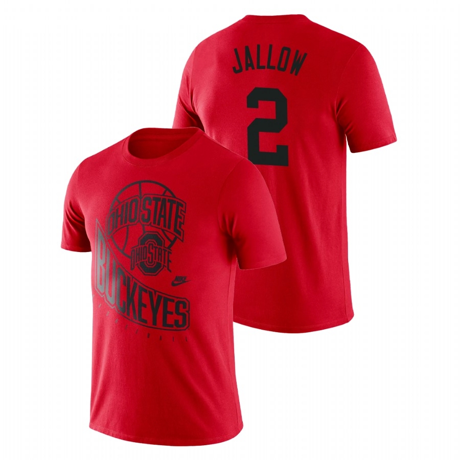 Ohio State Buckeyes Men's NCAA Musa Jallow #2 Scarlet Retro College Basketball T-Shirt OMY5349OG